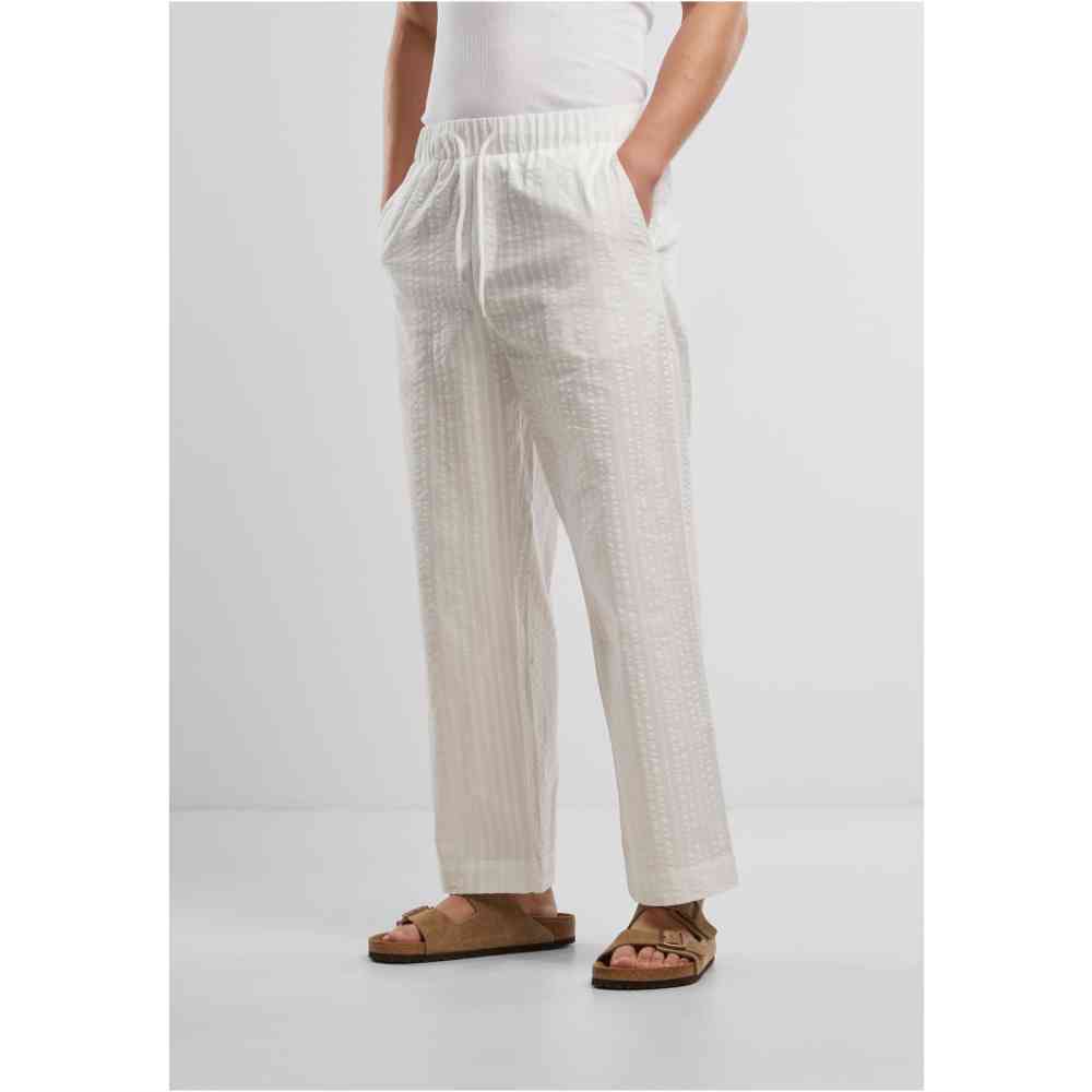 Urban Classics - Loose Seersucker Hose gerades bein - Weiß